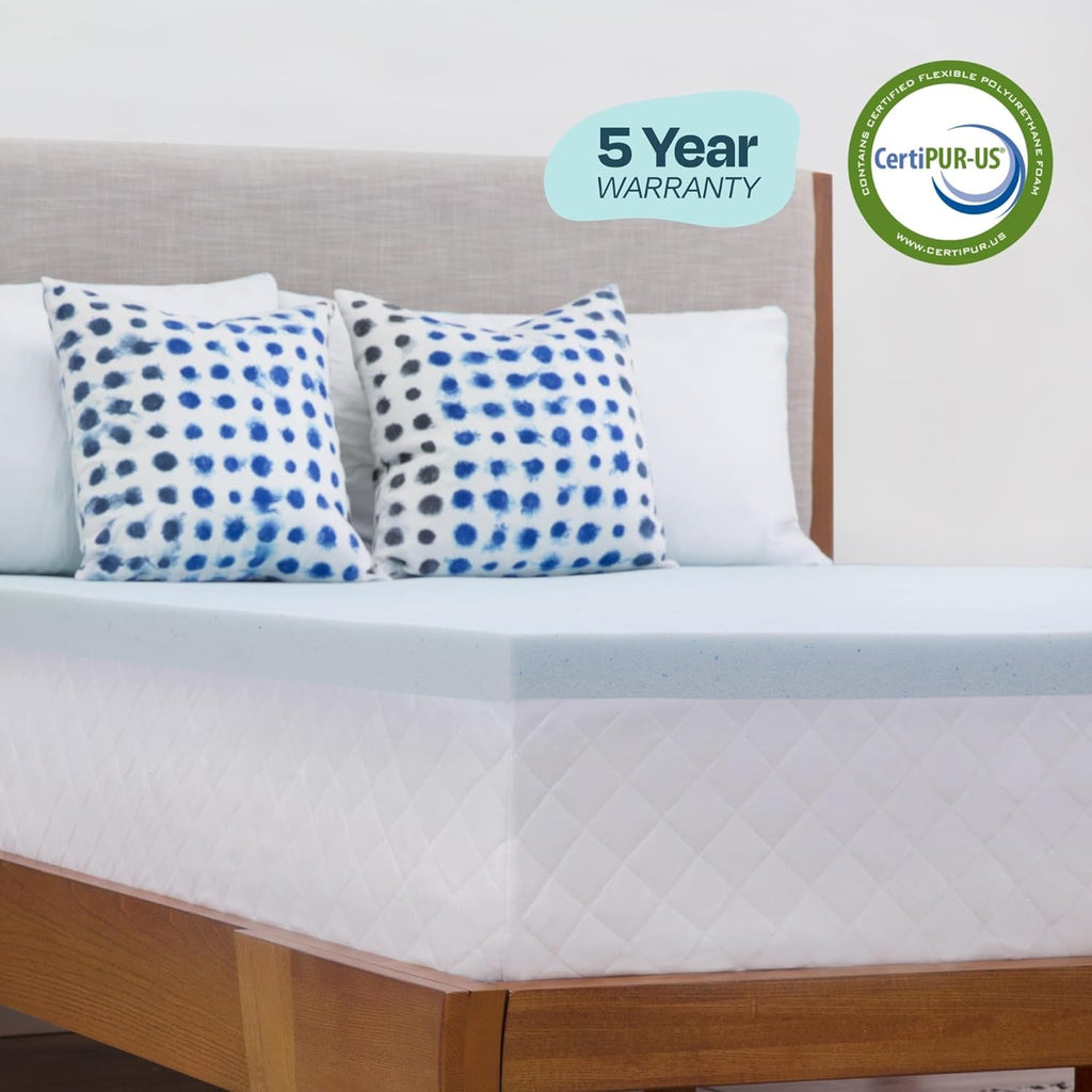 Oaklyn & Co. Blue Mist 2-Inch Cooling Memory Foam Topper