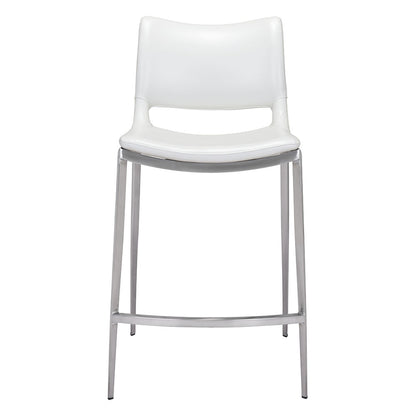 ACE COUNTER STOOL WHITE & SILVER