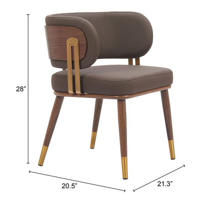 BREW DINING CHAIR BROWN & WALNUT