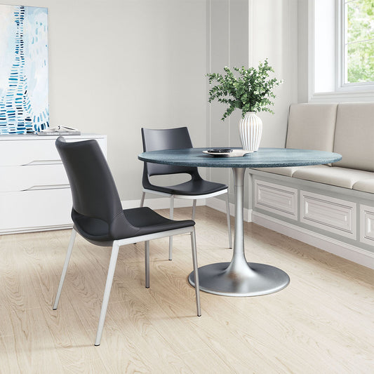 ACE DINING CHAIR BLACK & SILVER