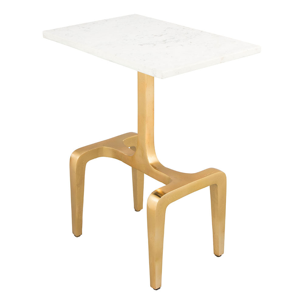 CLEMENT SIDE TABLE WHITE & GOLD