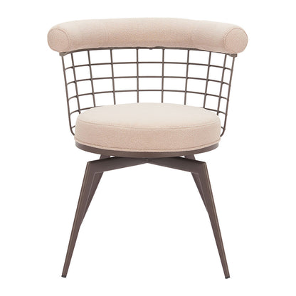 SAKU SWIVEL DINING CHAIR BEIGE & BROWN