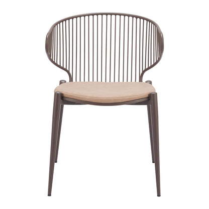SILUES DINING CHAIR TAUPE & BROWN