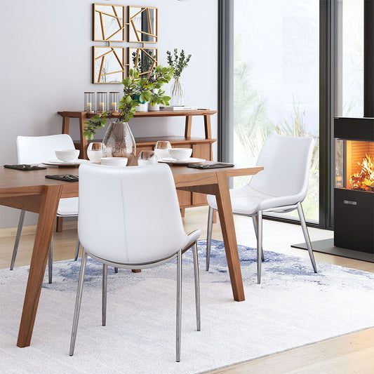 MAGNUS DINING CHAIR WHITE & SILVER