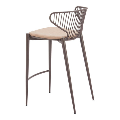 SILUES COUNTER STOOL TAUPE & BROWN