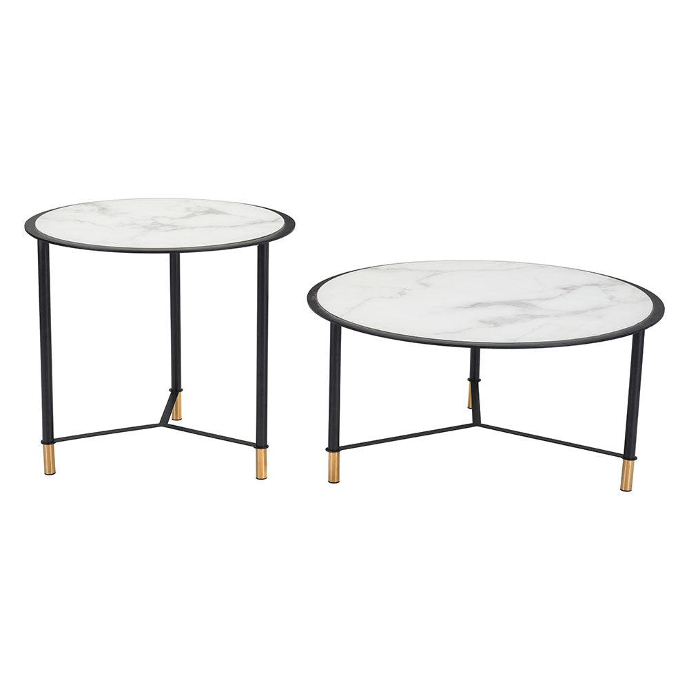 DAVIS COFFEE TABLE SET WHITE & BLACK