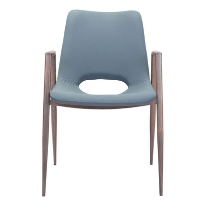 DESI DINING CHAIR AZURE GRAY & WALNUT