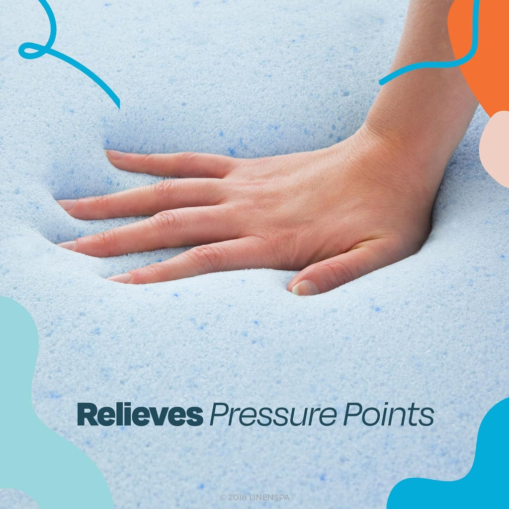 Oaklyn & Co. Blue Mist 2-Inch Cooling Memory Foam Topper