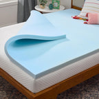 Oaklyn & Co. Blue Mist 2-Inch Cooling Memory Foam Mattress Topper for Queen Bed