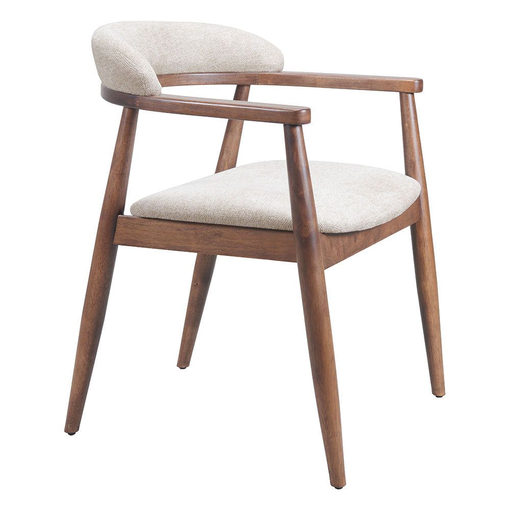 GOKA DINING CHAIR BEIGE & WALNUT