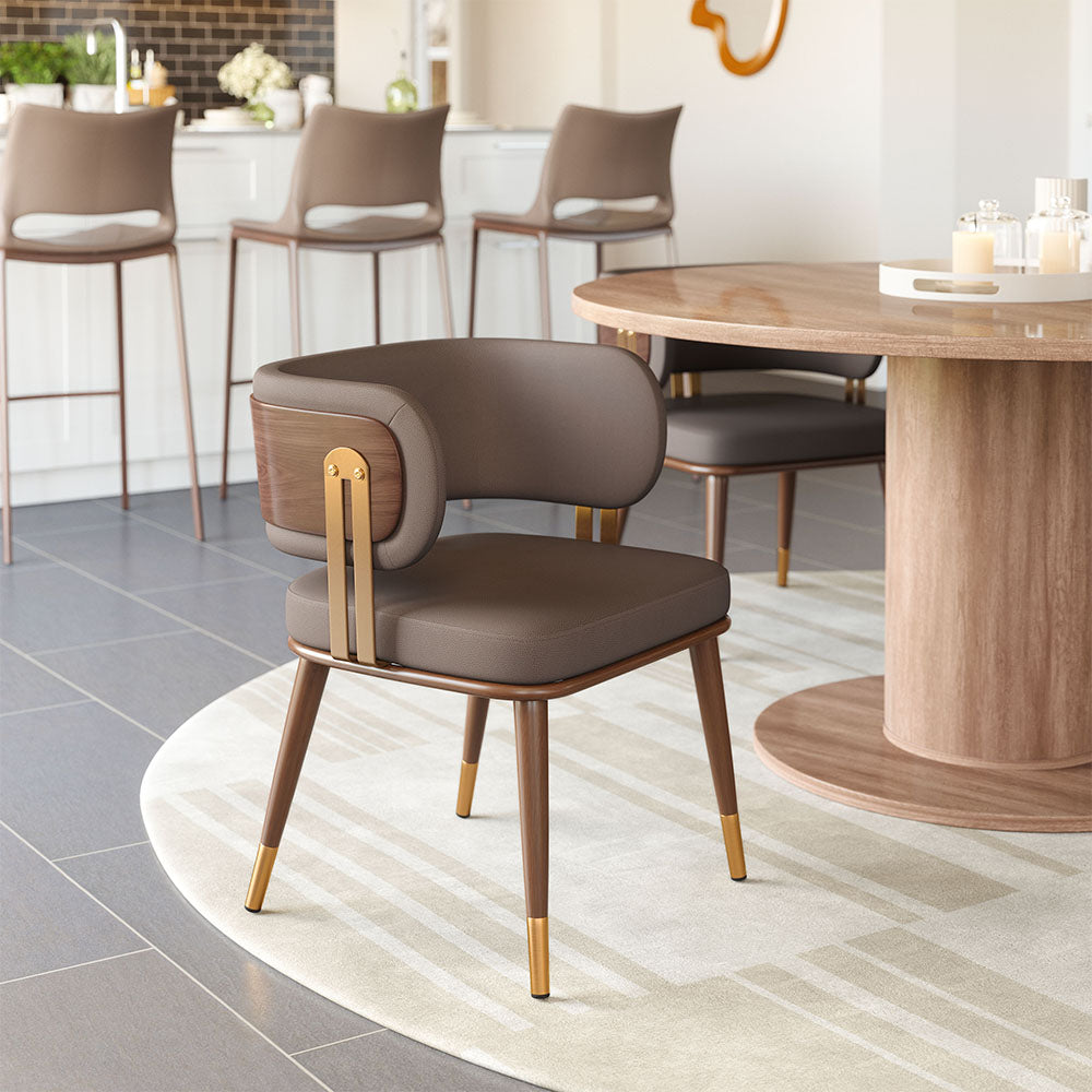 BREW DINING CHAIR BROWN & WALNUT
