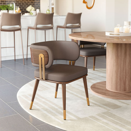 BREW DINING CHAIR BROWN & WALNUT