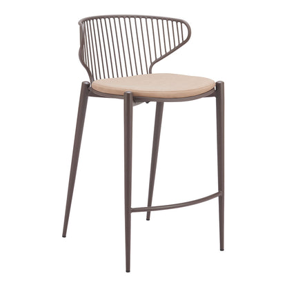 SILUES COUNTER STOOL TAUPE & BROWN