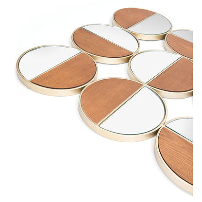 CYCLE ROUND MIRROR GOLD & WALNUT