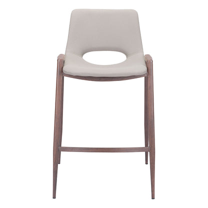DESI COUNTER STOOL BEIGE & WALNUT