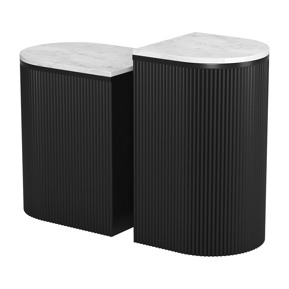 ORMARA SIDE TABLE SET WHITE & BLACK