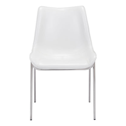 MAGNUS DINING CHAIR WHITE & SILVER