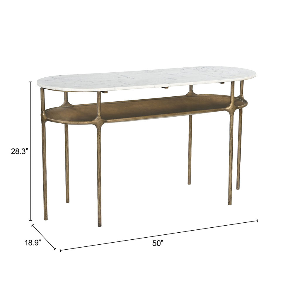 BILD CONSOLE TABLE WHITE & BRASS