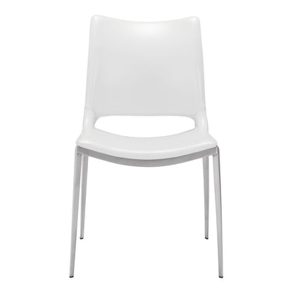 ACE DINING CHAIR WHITE & SILVER