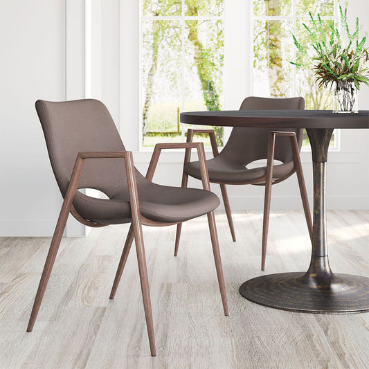 DESI DINING CHAIR BROWN & WALNUT