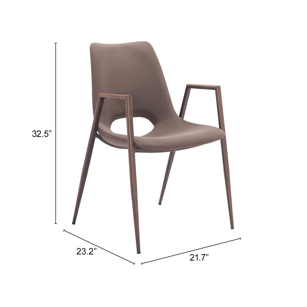 DESI DINING CHAIR BROWN & WALNUT