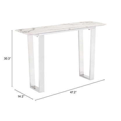 ATLAS CONSOLE TABLE WHITE & SILVER