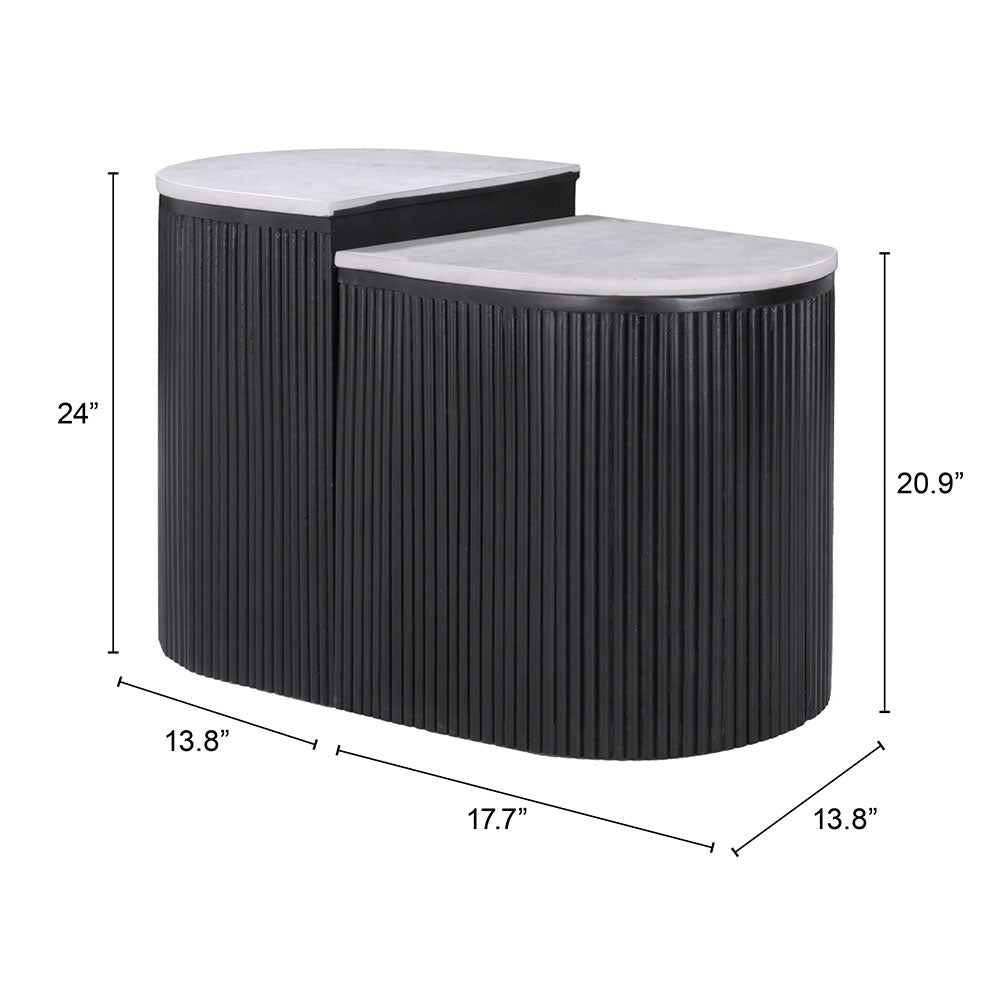 ORMARA SIDE TABLE SET WHITE & BLACK