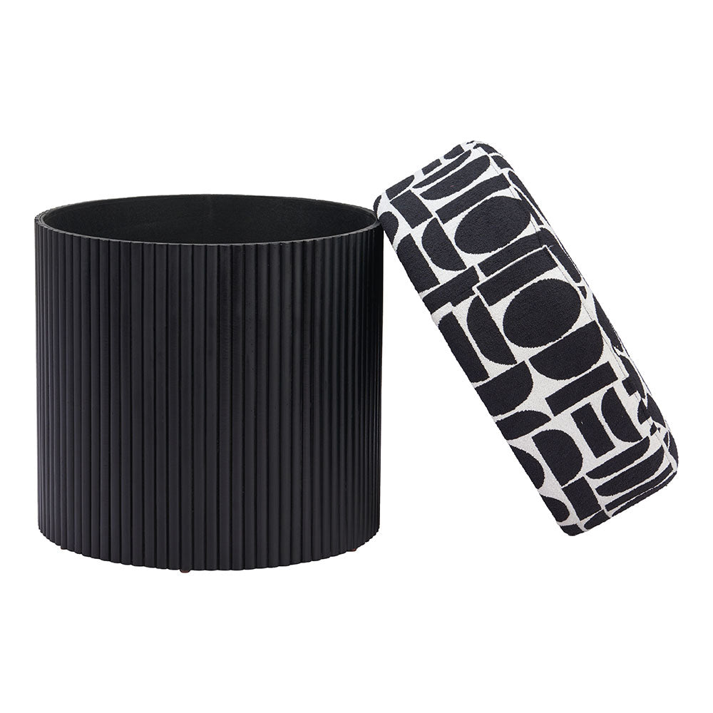 BOTO STORAGE OTTOMAN BLACK & WHITE