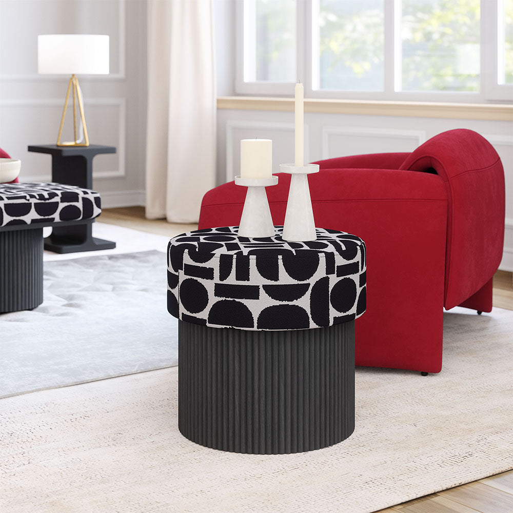 BOTO STORAGE OTTOMAN BLACK & WHITE