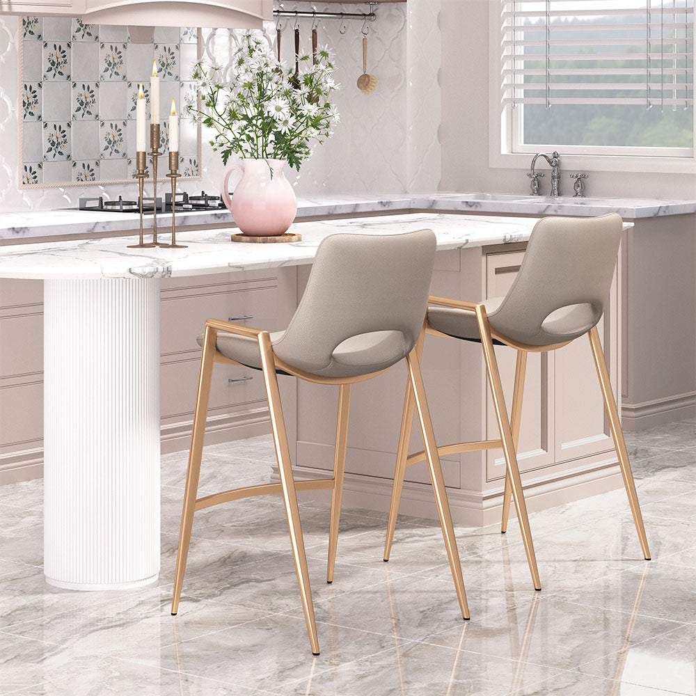 DESI COUNTER STOOL BEIGE & GOLD