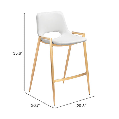 DESI COUNTER STOOL WHITE & GOLD