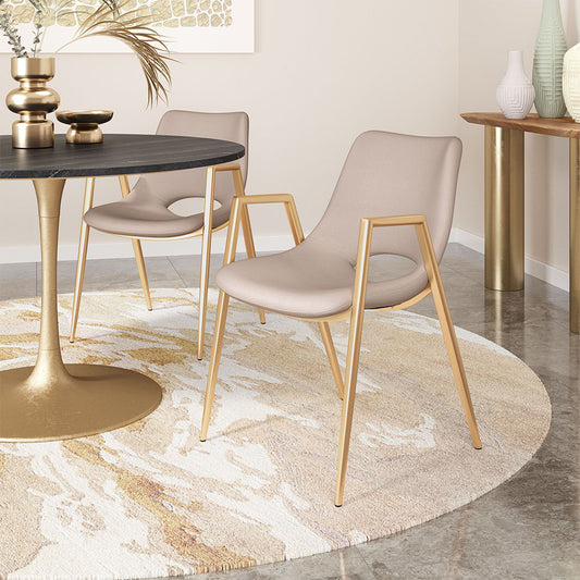 DESI DINING CHAIR BEIGE & GOLD