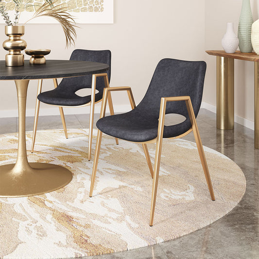 DESI DINING CHAIR BLACK & GOLD