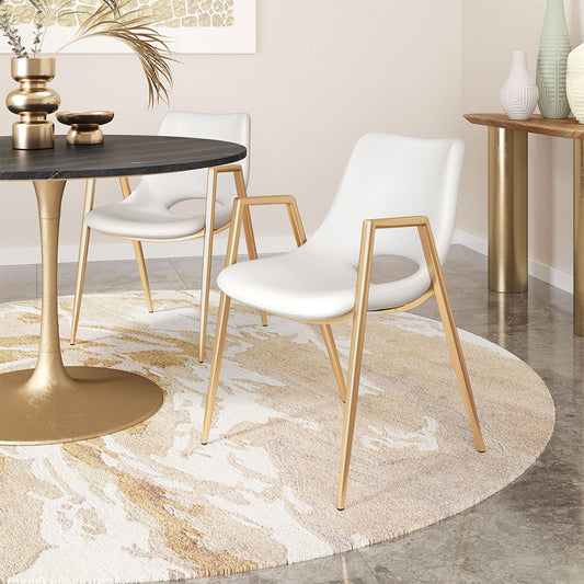 DESI DINING CHAIR WHITE & GOLD