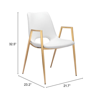 DESI DINING CHAIR WHITE & GOLD
