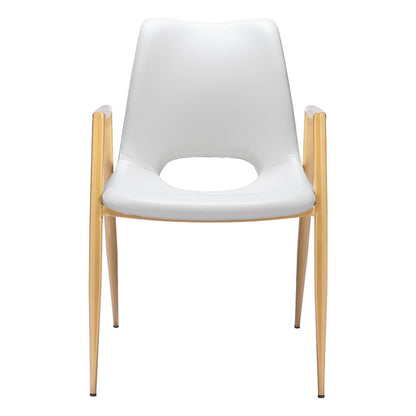 DESI DINING CHAIR WHITE & GOLD