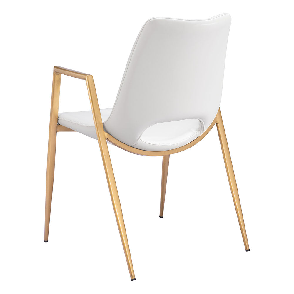 DESI DINING CHAIR WHITE & GOLD