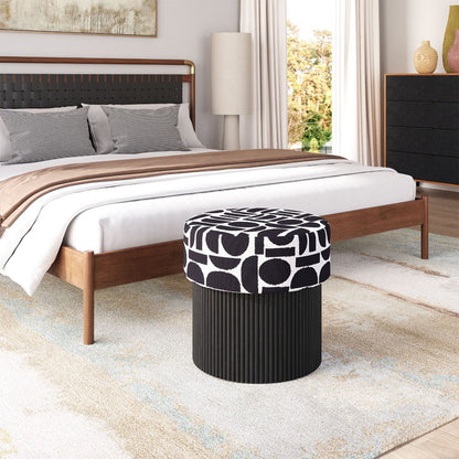 BOTO STORAGE OTTOMAN BLACK & WHITE