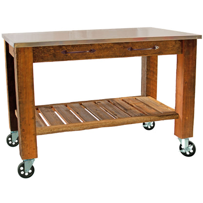 REDWOOD POTTING TABLE ROLLING CART