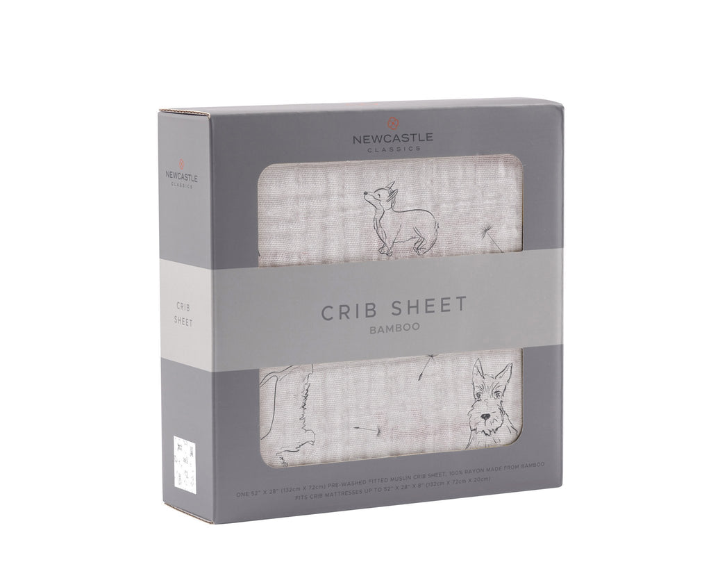 Pure-Breathable™ Bamboo Muslin Crib Sheet — Corgi Print