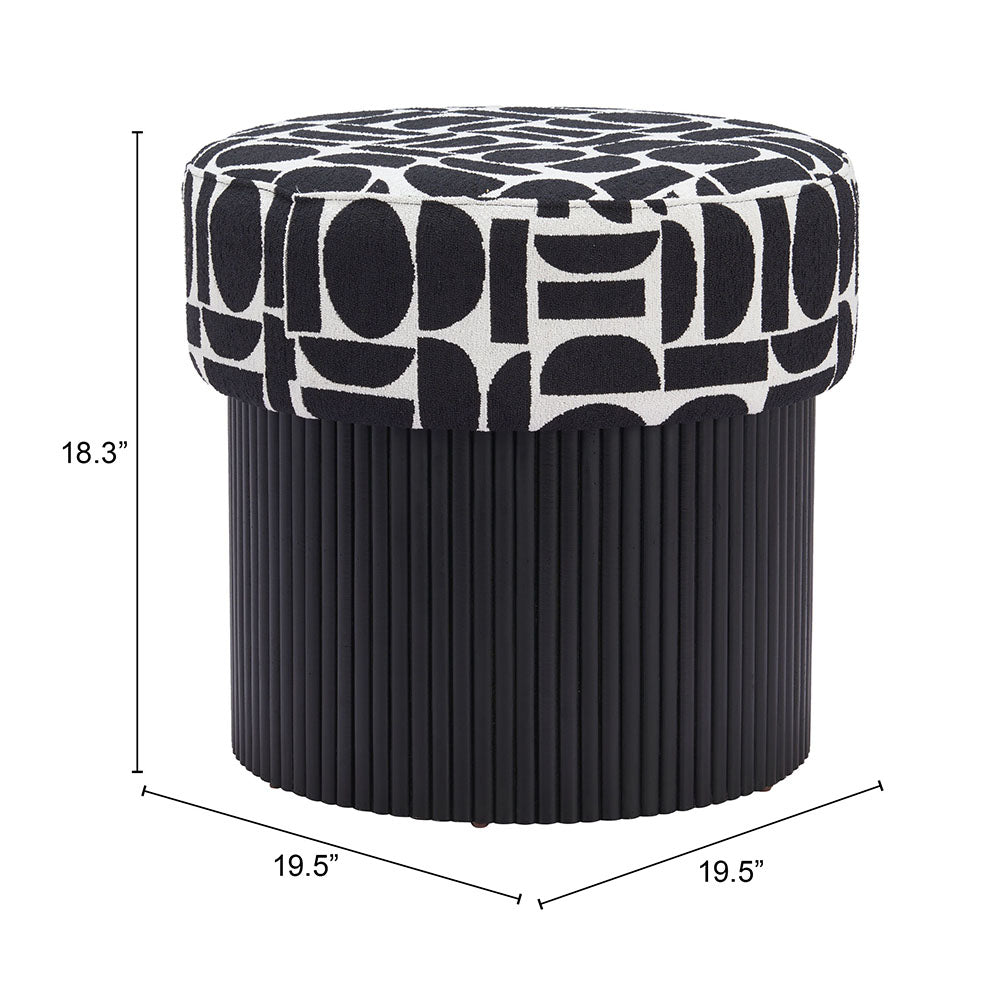BOTO STORAGE OTTOMAN BLACK & WHITE