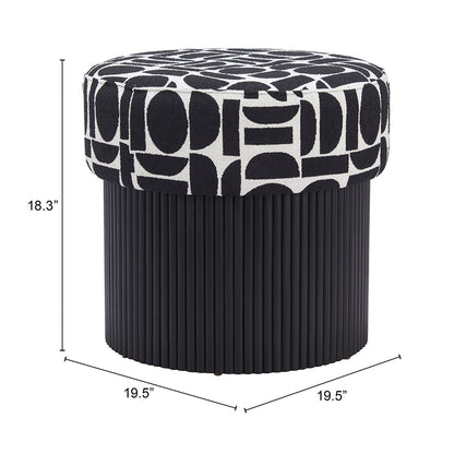 BOTO STORAGE OTTOMAN BLACK & WHITE
