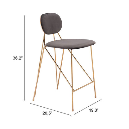 GEORGES COUNTER STOOL GRAY & GOLD