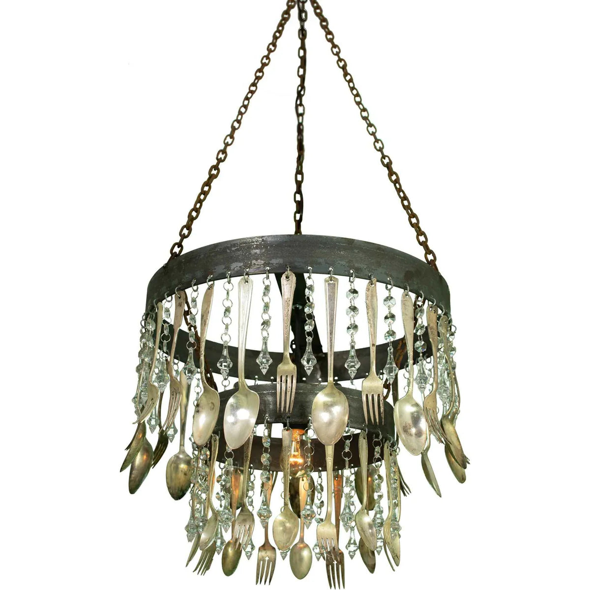 ANTIQUE SPOON & CRYSTAL CHANDELIER