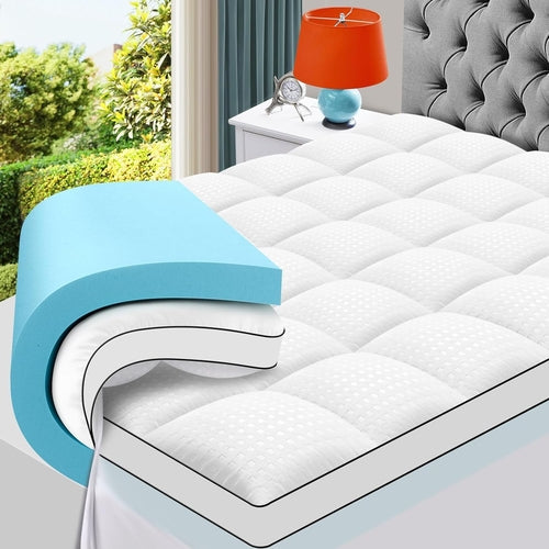 Oaklyn Luxe 4" Dual-Layer Mattress Topper | Cooling Gel & Pillow Top