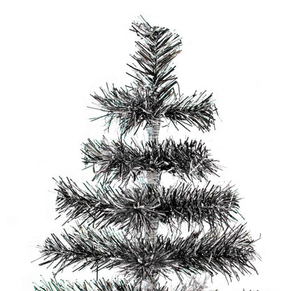 BLACK & SILVER FIREWORK TINSEL TREE