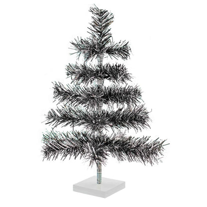 BLACK & SILVER FIREWORK TINSEL TREE