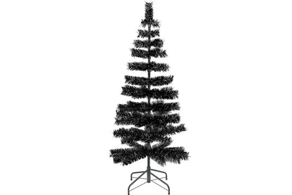 BLACK & SILVER FIREWORK TINSEL TREE