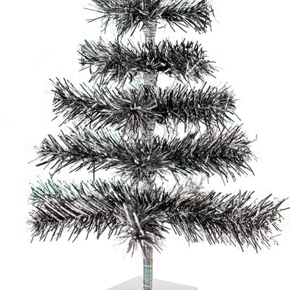 BLACK & SILVER FIREWORK TINSEL TREE