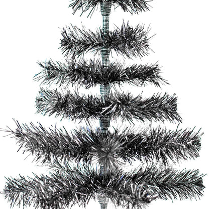 BLACK & SILVER FIREWORK TINSEL TREE